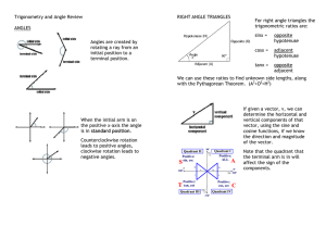Trigonometry and Angle Review ANGLES Angles are created by
