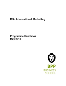 MSc International Marketing Programme Handbook May 2013