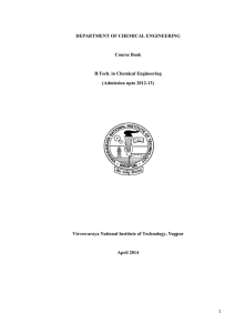 DEPARTMENT OF CHEMICAL ENGINEERING Course Book B.Tech