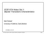 ECE137A Notes Set 1: Bipolar Transistors Characteristics