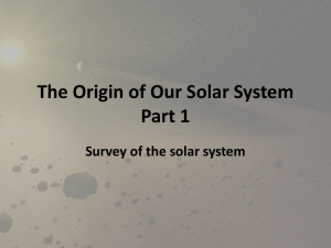 The Origin of Our Solar System Part 1 Survey of the solar system