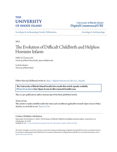 The Evolution of Difficult Childbirth and Helpless Hominin Infants