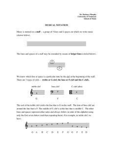 MUSICAL NOTATION Music is notated on a staff