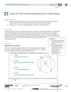 Lesson 13: The Inscribed Angle Alternate a Tangent