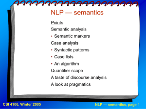 Class Notes # 10c: Semantics