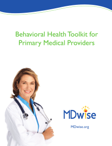 Behavioral Health Toolkit for Primary Medical Providers