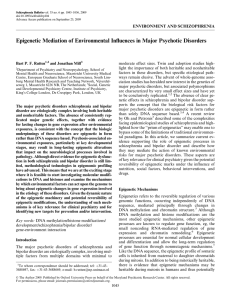 Epigenetic Mediation of Environmental Influences in Major Psychotic