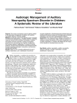 Audiologic Management of Auditory Neuropathy Spectrum Disorder