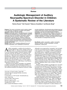 Audiologic Management of Auditory Neuropathy Spectrum Disorder