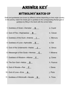 Mythology Match Up Answer Key