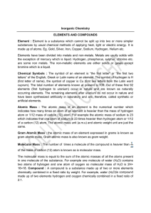 Inorganic Chemistry ELEMENTS AND