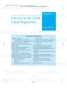 CHAPTER 7: LITERACy IN THE ADULT CLIENT PoPULATIoN
