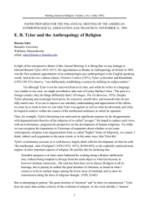 E. B. Tylor and the Anthropology of Religion