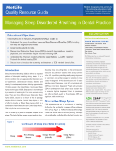 Quality Resource Guide Managing Sleep Disordered Breathing in