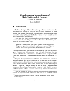 Completeness or Incompleteness of Basic Mathematical Concepts