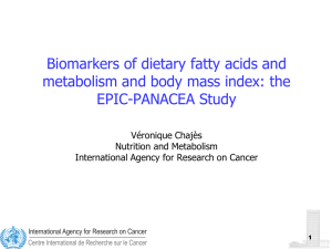 Biomarkers of dietary fatty acids and metabolism and body mass index