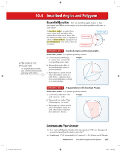 Inscribed Angles and Polygons 10.4