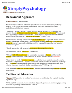 Behaviorism - Simply Psychology