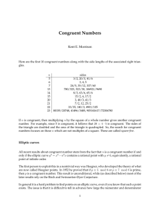 Congruent Numbers - American Institute of Mathematics