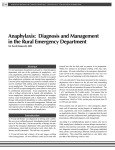Anaphylaxis: Diagnosis and Management in the Rural Emergency