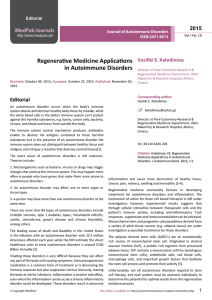 Regenerative Medicine Applications in Autoimmune Disorders