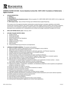 Course discipline/number/title: MATH 1050: Foundations of