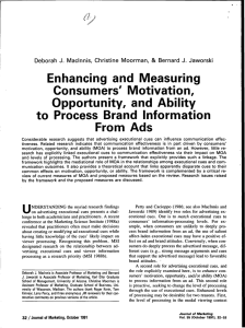Enhancing and Measuring Consumers` Motivation, Opportunity, and