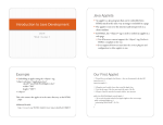 Introduction to Java Development Java Applets Example Our First