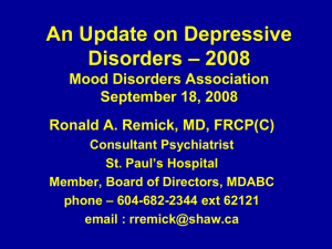 An Update On Depressive Disorders