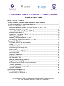 anesthesia residency: objectives of training