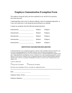 Employee Immunization Exemption Form