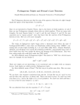 Pythagorean Triples and Fermat`s Last Theorem