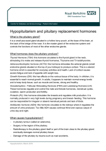and pituitary replacement hormones Hypopituitarism