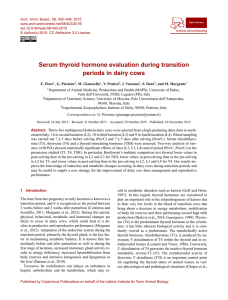 Serum thyroid hormone evaluation during transition periods in dairy