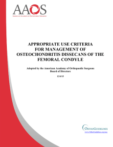 Appropriate Use Criteria For Management Of Osteochondritis