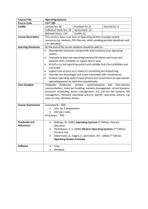 Course Title Operating Systems Course Code CUIT 109 Credits