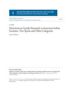 Directions in Gender Research in American Indian Societies: Two