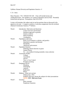 Syllabus: Advanced Topics in Biology: Population Genetics and