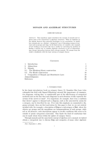 MONADS AND ALGEBRAIC STRUCTURES Contents 1