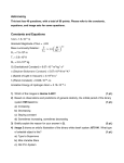 Constants and Equations