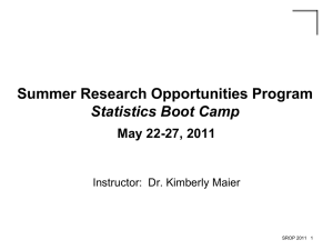Summer Research Opportunities Program Statistics Boot Camp