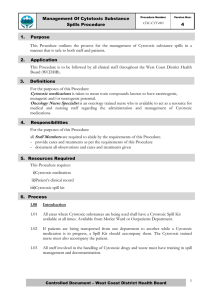 Management Of Cytotoxic Substance Spills Procedure