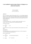 A new method to express sums of power of integers as a polynomial