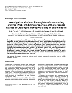 Investigative study on the angiotensin converting enzyme (ACE