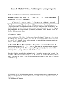 Lesson 2 – The Unit Circle: A Rich Example for