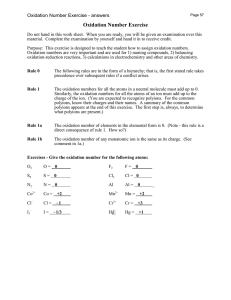 Oxidation Number Exercise