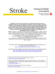 Guidelines for the Early Management of Adults With Ischemic Stroke