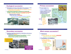 Ecological succession Primary succession Secondary succession