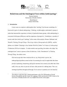 Relativism and the Ontological Turn within Anthropology1