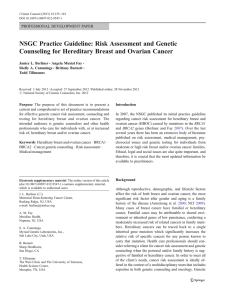 NSGC Practice Guideline: Risk Assessment and Genetic